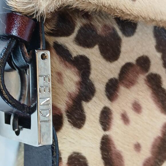 Fendi Baguette Pony-Hair and Leather Leopard Print Shoulder Bag Rare - Picture 12 of 16